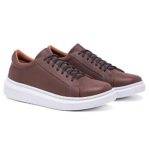 Tenis Casual Idealle Café Couro Legítimo
