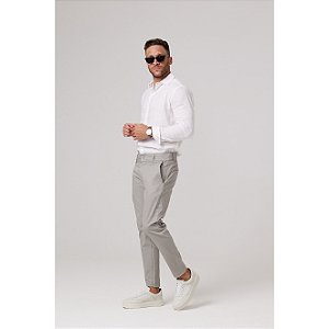 Calça Masculina Sarja Cinza Claro