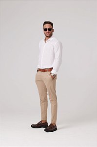 Calça Masculina Sarja Chino Bege