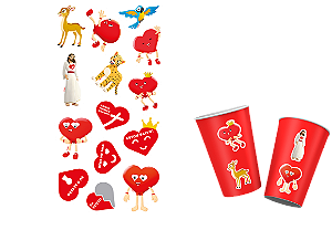 LINHA DE FESTA AMADO CORAÇÃO - CARTELA DE ADESIVOS