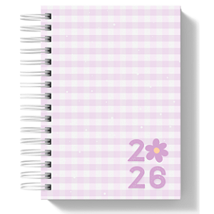 Agenda Datada 2026 - Xadrez Lilás