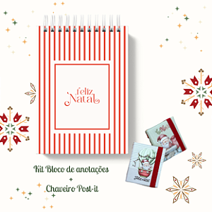 KIT NATAL 14: Bloquinho + Chaveiro Post It (Capas iguais)
