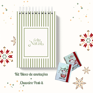 KIT NATAL 16: Bloquinho + Chaveiro Post It (Capas iguais)
