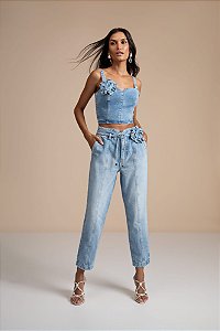 Calça Jeans Trend Com Cinto Flor de Lis F62339