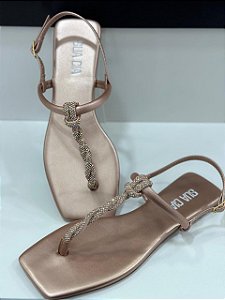 Sandalia Rasteira Tiras Nó Glam Sua Cia 823015606