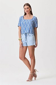 Shorts Jeans Comfort Com Cinto Flor de Lis F93253