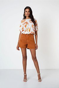 Blusa Solta Cropped Flor de Lis F67471