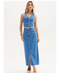 Saia Jeans Flor de Lis F28231