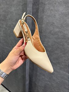 Scarpin Slingback Bico Fino com Salto Bloco Vizzano 1220385
