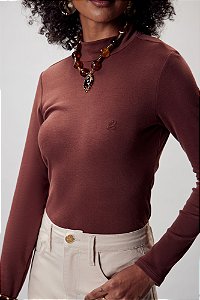 Blusa Justa Gola Manga Longa Flor de Lis F27748