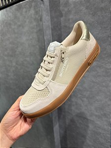 Tenis bottero Feminino 364902 couro perfurado frontal c/ziper lateral sneakers
