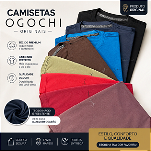 Camiseta Masculina Manga Curta Ogochi Dia Dia 6500002