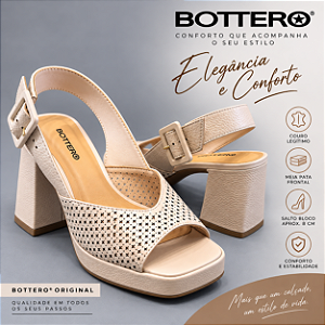 Sandalia Feminino Salto bloco Meia Pata Couro Legitimo Bottero Original