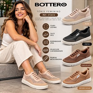 Tenis Feminino Calce Facil Em Couro Bottero Original 372612