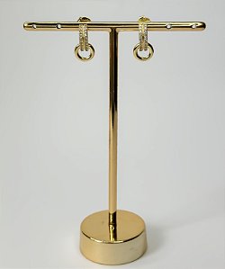 Brinco com Zircônias e Círculo Liso