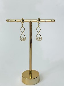 Brinco Pendurado Infinito com Pérola