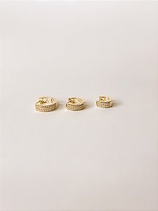 Trio de Argolinhas Click Cravejadas