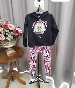 Conjunto Moletom capuz e bolso canguru feminino