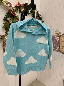 Casaco de fio com capuz masculino