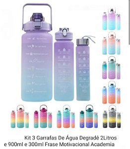 Kit com 03 GARRAFAs SQUEEZE DE ÁGUA