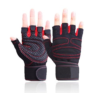 Respirável Anti-Slip Meio Dedo Fitness Luvas, Levantamento de Peso, Ginásio, C