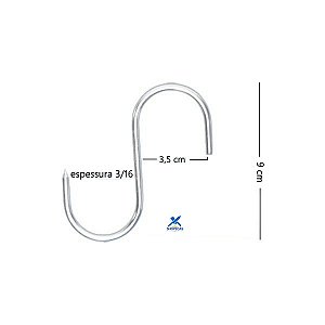 Gancho Estanhado Tipo S 9 cm Modelo S-1C Duzia