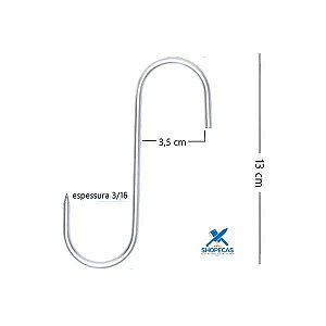 Gancho Estanhado Tipo S 11 cm Modelo S-1 Duzia