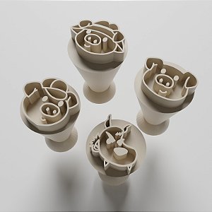 KIT 4 CARIMBOS PARA DOCINHOS/BRIGADEIRO - 3 PORQUINHOS