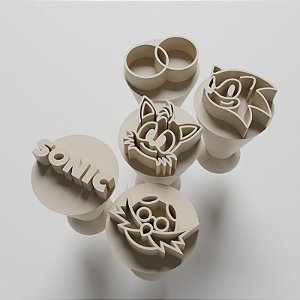 Kit com 05 Carimbos para docinhos/brigadeiro - Sonic