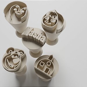 Kit com 05 Carimbos para docinhos/brigadeiro - Masha e Urso 1