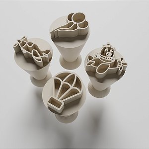 Kit com 04 Carimbos para docinho/brigadeiro - Ursinhos Aviador 1