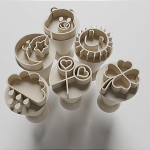 Kit com 06 Carimbos para docinhos/brigadeiro - Ursinhos Carinhosos
