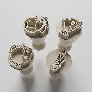 Kit com 04 Carimbos para docinhos/brigadeiro - Prataria Bela e a Fera