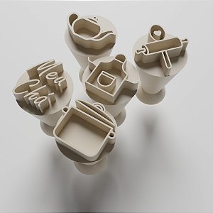 KIT 05 CARIMBOS PARA DOCINHOS/BRIGADEIRO - CHÁ DE PANELA