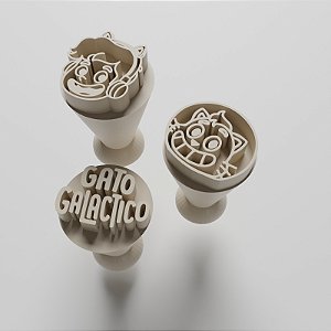 Kit com 03 Carimbos para docinhos/brigadeiro - Gato Galáctico