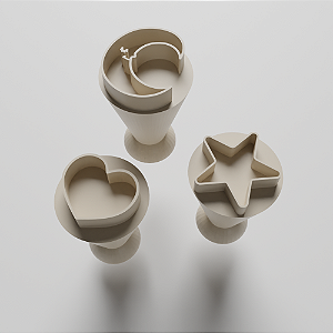 Kit com 03 Carimbos para docinhos/brigadeiro - Lua, coração e estrela