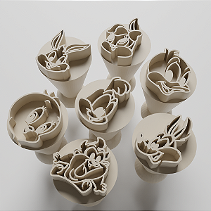 Kit com 07 Carimbos para docinhos/brigadeiro - Baby Looney Tunes