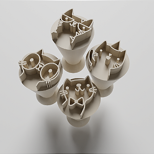 Kit com 04 Carimbos para docinhos/brigadeiro - Gatinhos