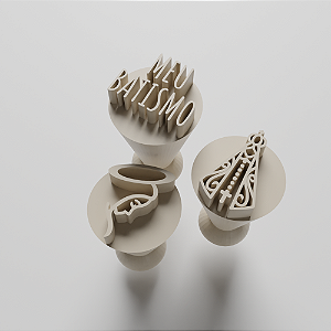 Kit com 03 Carimbos para docinhos/brigadeiro - Meu batismo