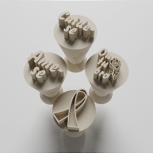 Kit com 04 Carimbos para docinhos/brigadeiro - Outubro Rosa