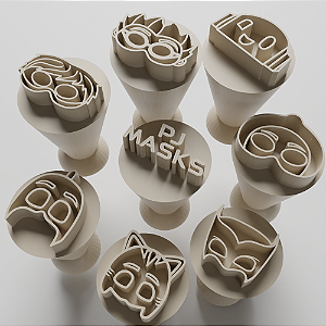 Kit com 08 Carimbos para docinhos/brigadeiro - PJ Mask