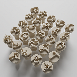 Kit com 26 Carimbos para docinhos/brigadeiro - Alfabeto com Folhas