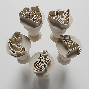 Kit com 5 Carimbos para docinhos/brigadeiros - Aladim