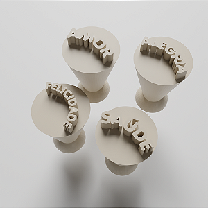 Kit com 04 Carimbos para docinhos/brigadeiro - Amor, Saúde, Alegria e Felicidade