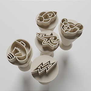 Kit com 05 Carimbos para docinhos/brigadeiro - Os Rosas