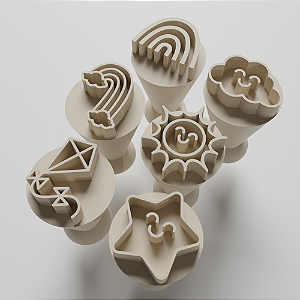 Kit com 06 Carimbos para docinhos/brigadeiro - Sol e Parque