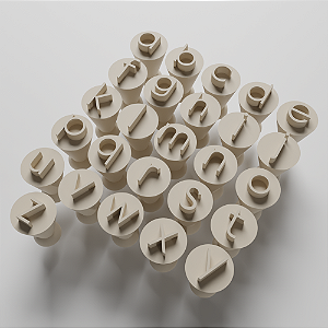 Kit com 26 Carimbos para docinhos/brigadeiro - Alfabeto Minúsculo