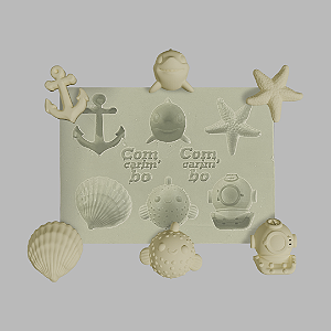 Molde de Silicone 8x6 cm Confeitaria/Artesanato – Fundo do Mar
