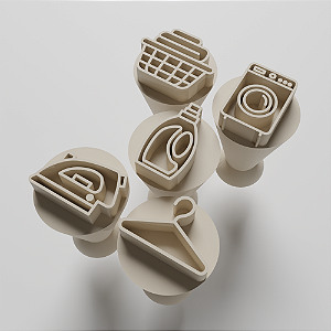 Kit com 5 Carimbos para docinhos/brigadeiro - Lavanderia