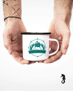 Caneca Esmaltada Retro Rise & Grind Verde